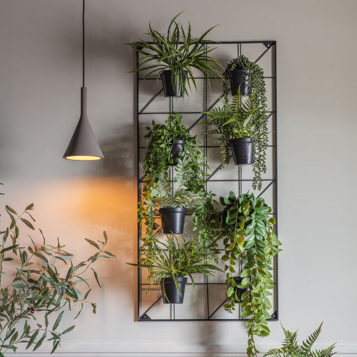 Emilia Decorative Metal Wall Plant Pot Small In Black