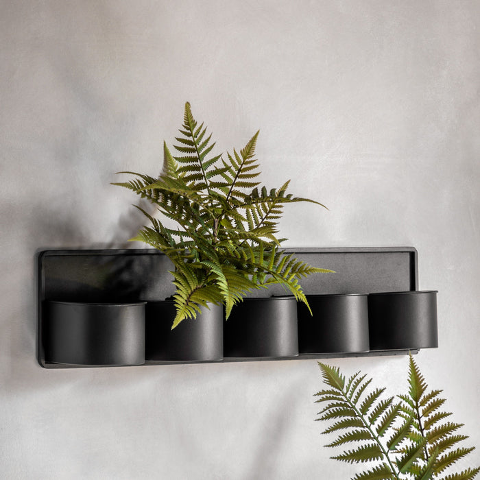 Freya Decorative Metal Wall Plant Pot In Black