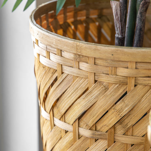 Maisie Decorative Bamboo/Plywood Plant Pot Large In Natural