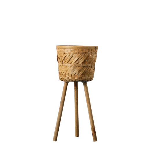 Maisie Decorative Bamboo/Plywood Plant Pot Small In Natural