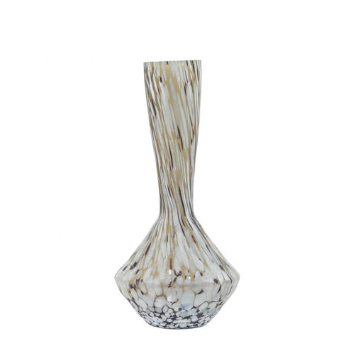 Aditya Glass Vase, Brown, White, Tall