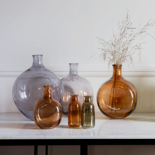 Burwell Bottle Glass Vase, Grey, large