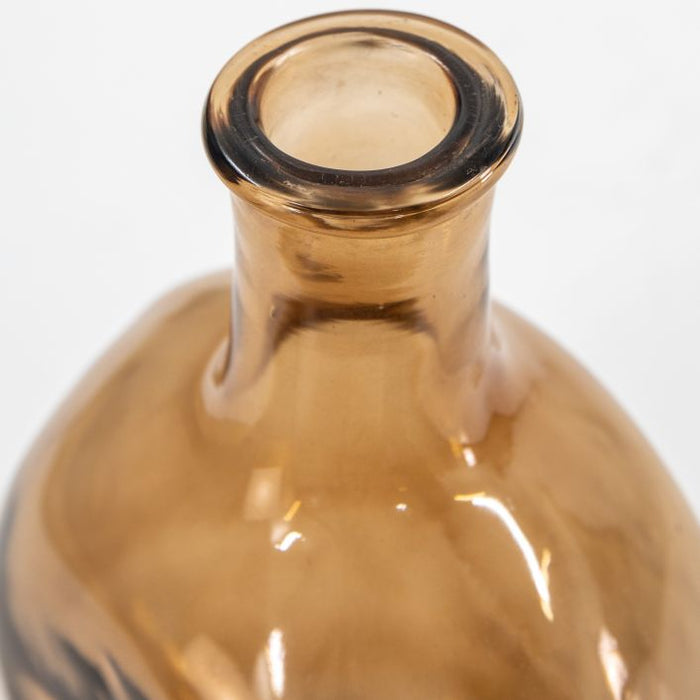 Burwell Bottle Glass Vase, Brown, small