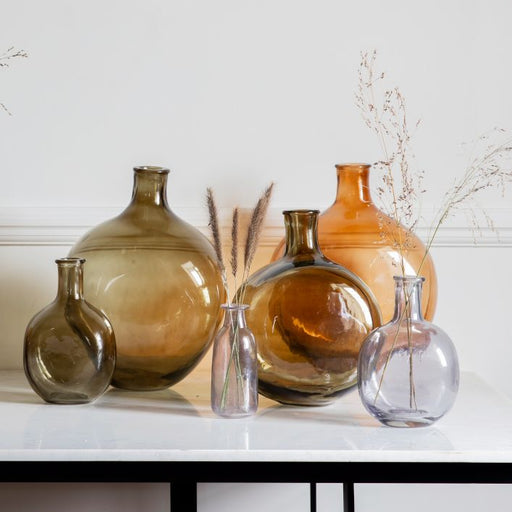 Burwell large Bottle Vase, Brown, Glass  