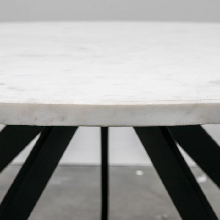 Edvige Coffee Table, Black Metal Base, White Marble Table Top