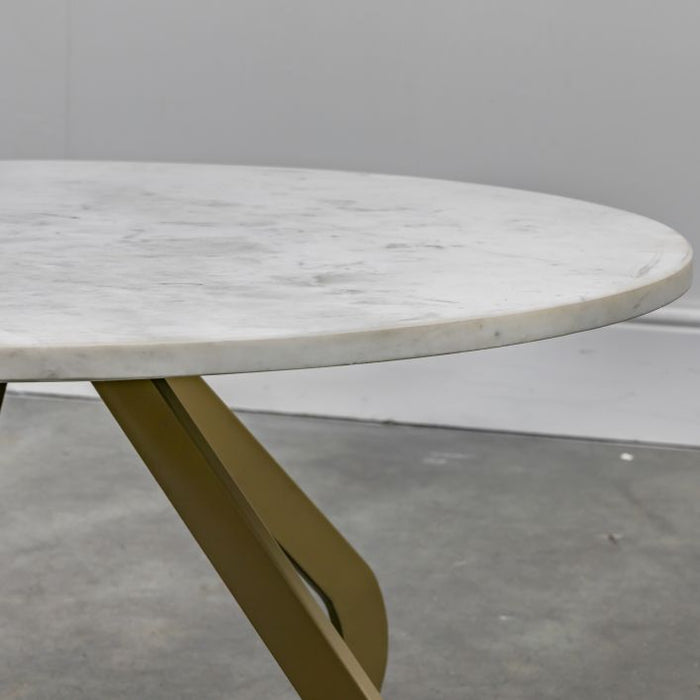 Edvige Coffee Table, Gold Metal Base, White Marble Table Top