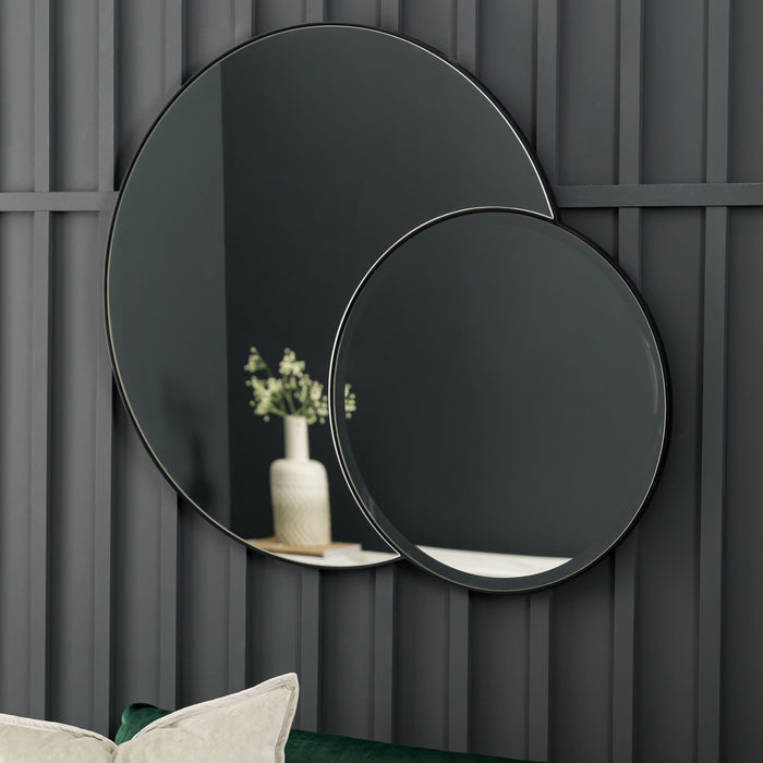 Imogen Round Wall Mirror, Black Metal, Frame