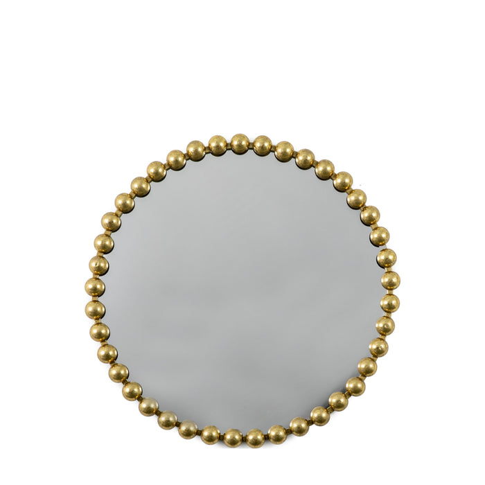 Bianca Round Wall Mirror, Metal Frame, Gold Beaded, 80cm