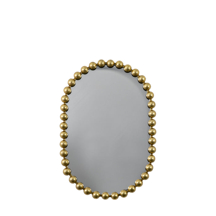 Bianca Oval Wall Mirror, Metal Frame, Rounded Gold Beaded  90 x 60cm