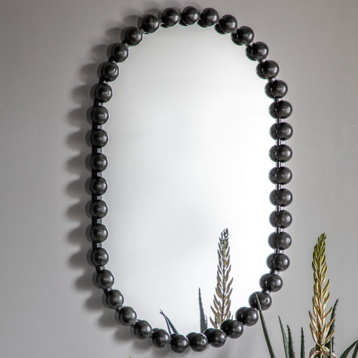 Bianca Oval Wall Mirror, Metal, Rounded, Black Frame 90 x 60cm