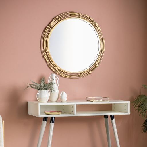 Eleonora Round Wall Mirror, Metal Frame, Gold