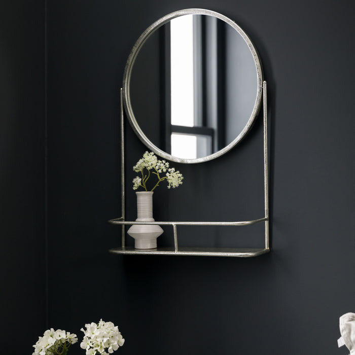 Jasmine Decorative Wall Mirror, Metal Frame, Silver