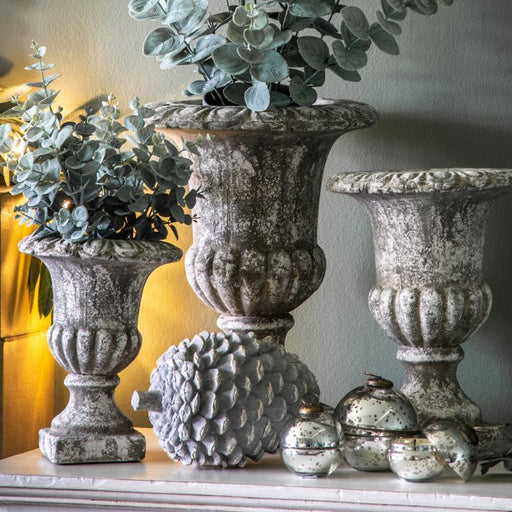 Amesbury Large Vase, Urn Aged Grey, Cement