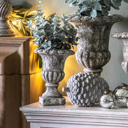 Rosie Decorative Ceramic Urn Aged Plant Pot Small In Grey