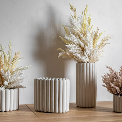 Eliza Decorative Ceramic Plant Pot In Taupe (Large)