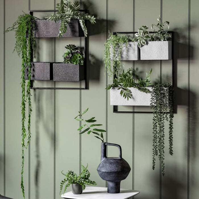 Ariana Decorative Metal Wall Plant Pot In Grey