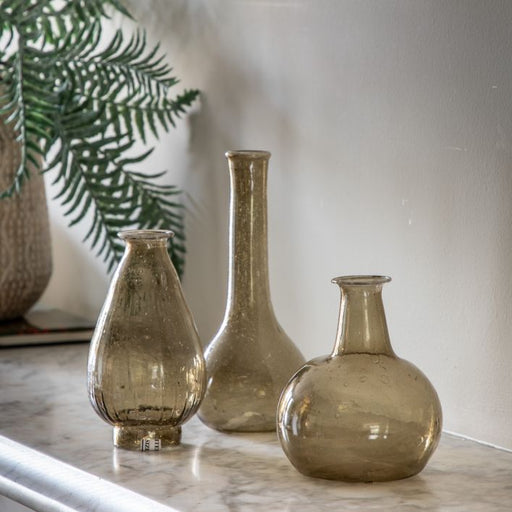 Biba Glass Vase, Brown, Round, set of 3