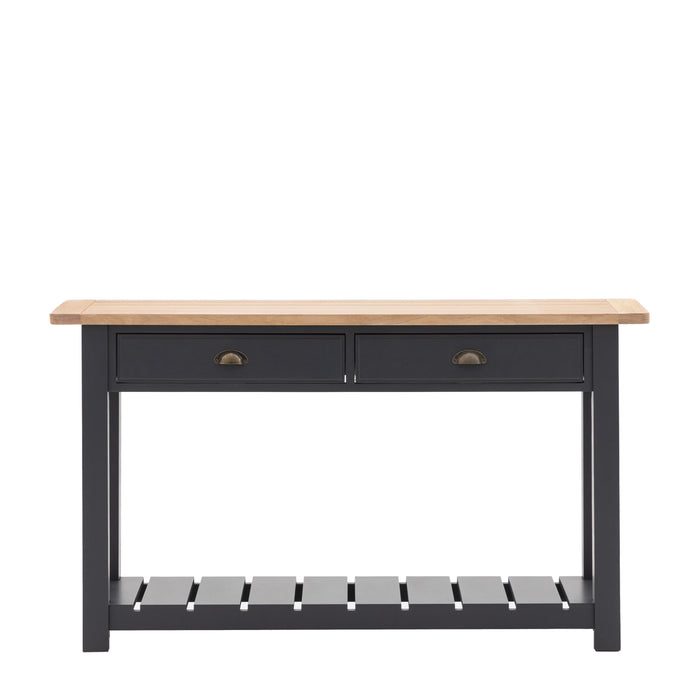 Giorgia Oak Console Table, 2 Drawer, Lower Shelf, Meteor Black