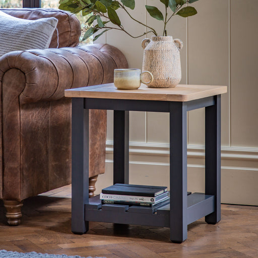 Concetta Wooden Side Table, Meteor, Square Oak Top   