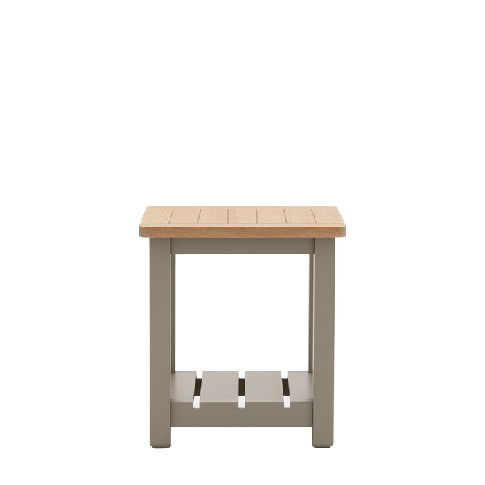 Concetta Wooden Side Table, Prairie, Square Oak Top