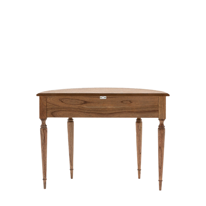 Francesca Wooden Console Table, Demi Lune, Natural Mindy Wood, 1 Drawer