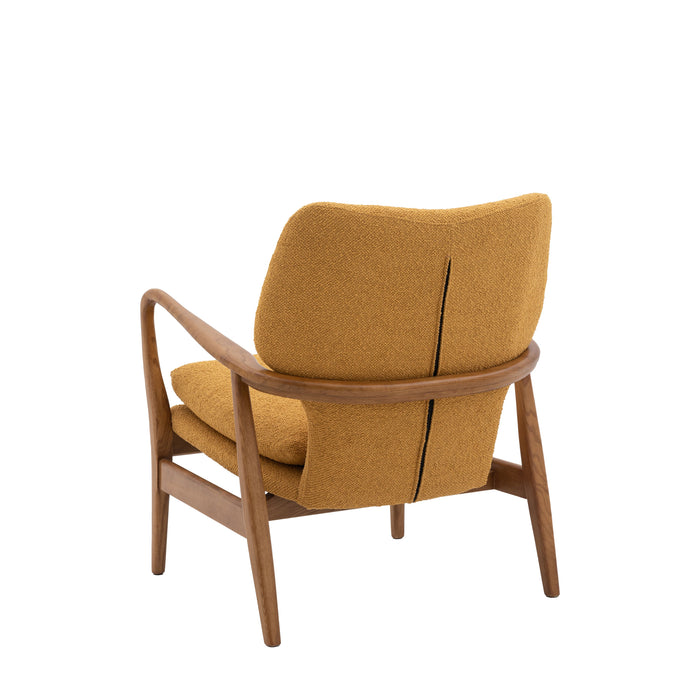 Sophie Wooden Armchair in Ochre Boucle Style Fabric (Due Back In 15/05/24)