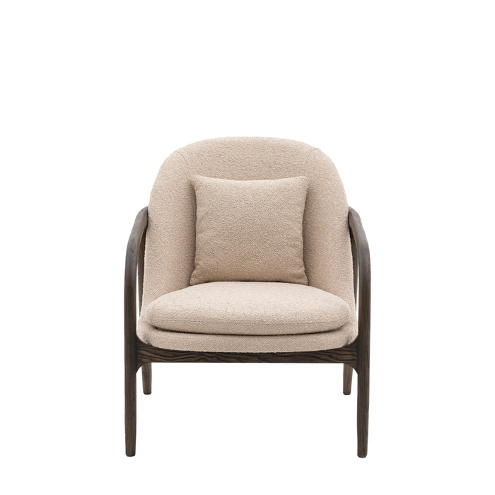 Ruby Armchair/Accent Chair in Taupe With Dark Wood Frame