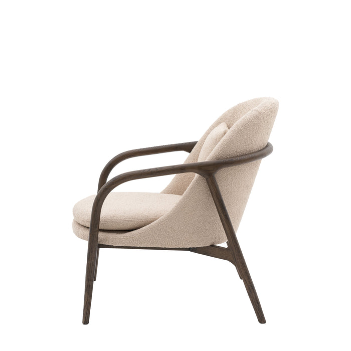 Ruby Armchair/Accent Chair in Taupe With Dark Wood Frame