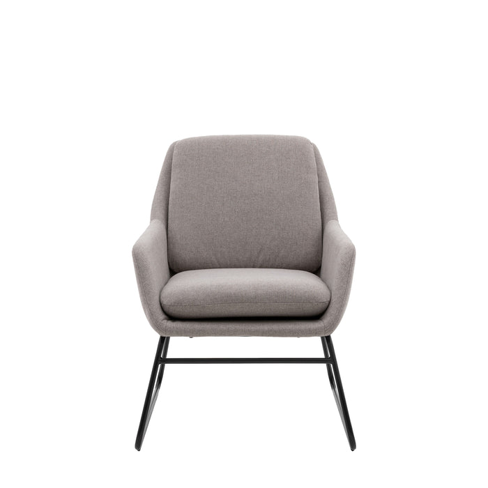 Tate Lounge Chair, Grey fabric, Black Metal