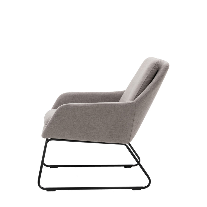 Tate Lounge Chair, Grey fabric, Black Metal