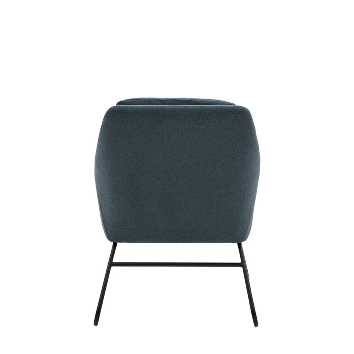 Tate Lounge Chair, Midnight Blue Fabric, Black Metal