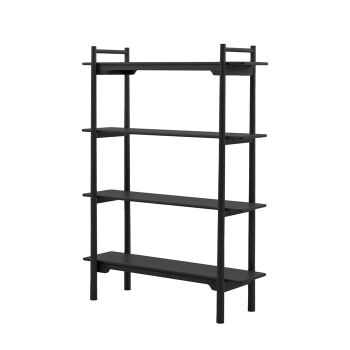 Addington Floor Shelf Unit, Solid Black Oak, 4 Shelves