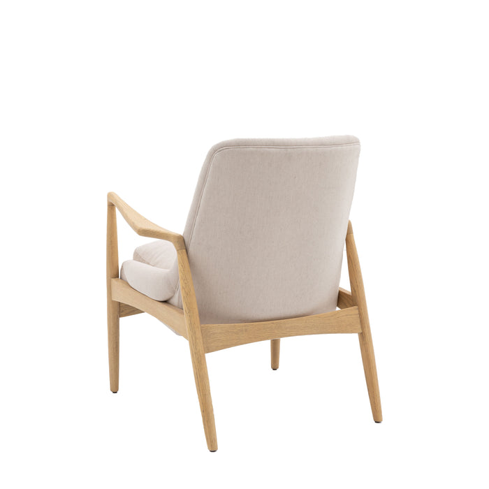 Matilda Armchair/Accent Chair With Superior Natural Linen & Finished Oak Frame