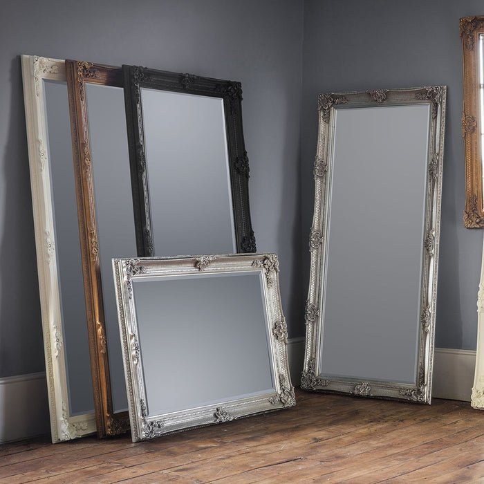 Bruna Wooden Floor Mirror, Large, Rectangular, Black Frame (Due Back In 24/07/24)
