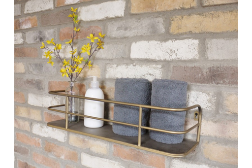 Industrial Wall Shelf, Stainless steel Frame, Rectangular, Gold Finished