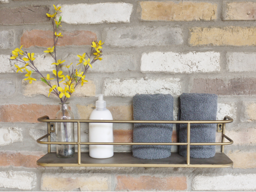 Industrial Wall Shelf, Stainless steel Frame, Rectangular, Gold Finished