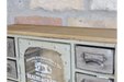 Wooden Top Wall Unit, Metal Frame, Silver, Rectangular, Drawers 