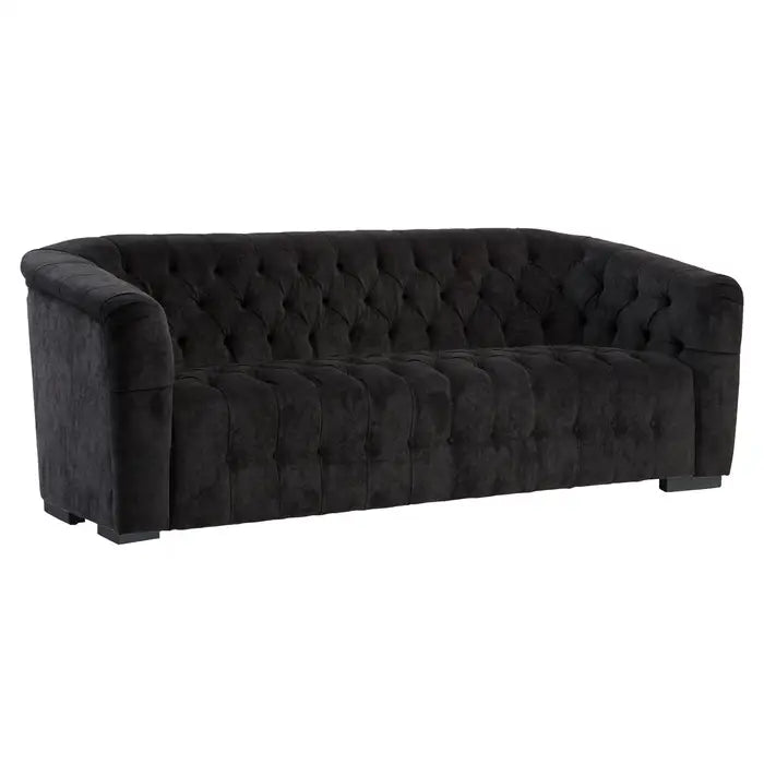 Fenton 3 Seater Sofa, Textured Black Fabric, Down Backrest