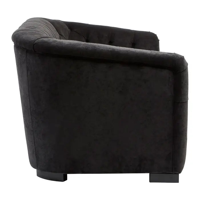 Fenton 3 Seater Sofa, Textured Black Fabric, Down Backrest