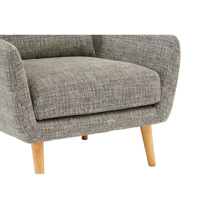 Benton Armchair, Grey Fabric, Natural Wood Legs