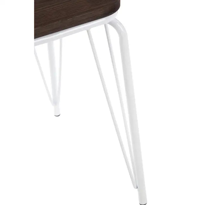 Battersea White Metal And Elm Small Wood Stool
