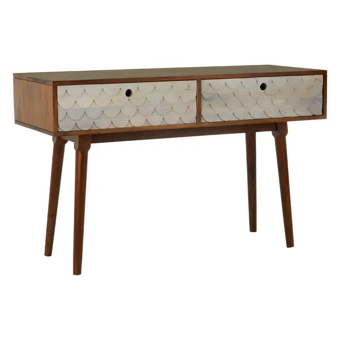 Costal Wooden Console Table, Natural Mango Wood, 2 Drawers
