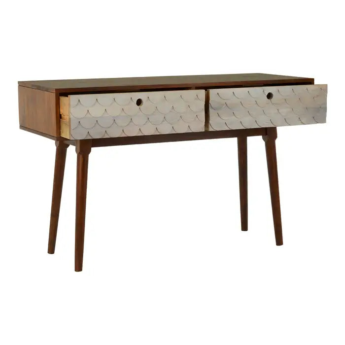 Costal Wooden Console Table, Natural Mango Wood, 2 Drawers