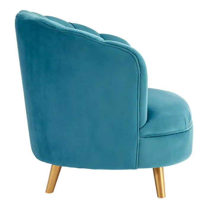 Orlina Blue Velvet Chair With Gold Wood Legs / Accent Chair