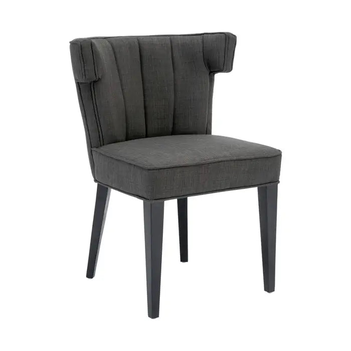 Oria Dining Chair In Grey Fabric & Wood Legs