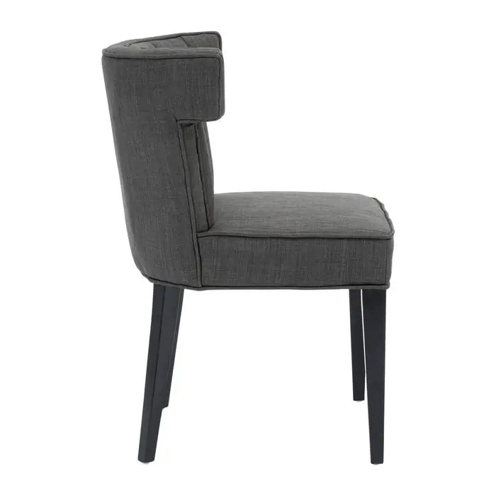 Oria Dining Chair In Grey Fabric & Wood Legs