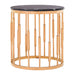 Alvaro Side Table, Stainless Steel, Rose Gold Finish Frame, Black Round Marble TOP
