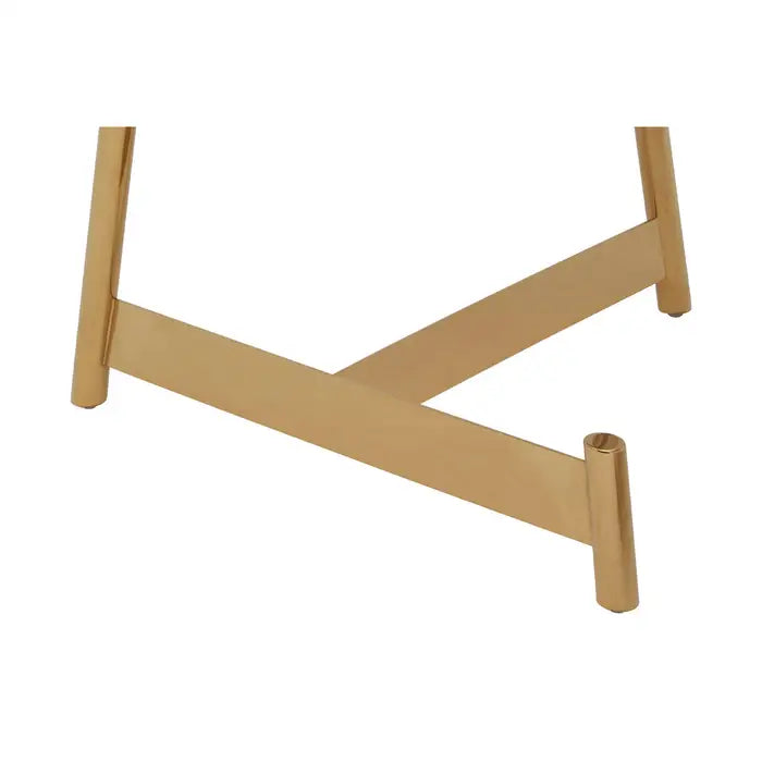 Alvaro Side Tables, Three Legs, Angular Frames, Round Tops, Gold Metal, Set of 2