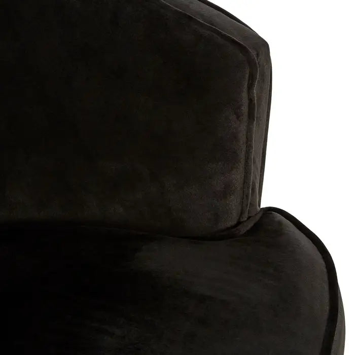 Windsor Wide Armchair, Black Velvet, Gold Legs