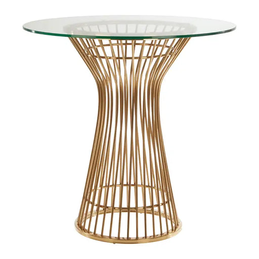 Vogue Side Table, Dining Table, Gold Metal Frame, Round Tempered Glass 